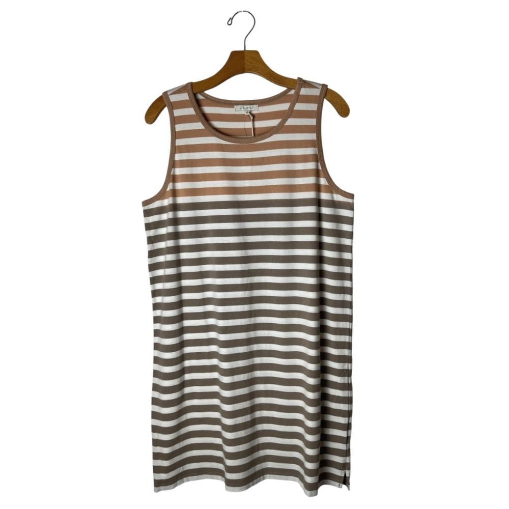 Z Supply Dress Women Large‎ Tan Gray Ombre Striped Tank Mini NWT Athleisure